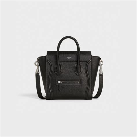 celine nano luggage black smooth leather bag|Celine luggage online shop.